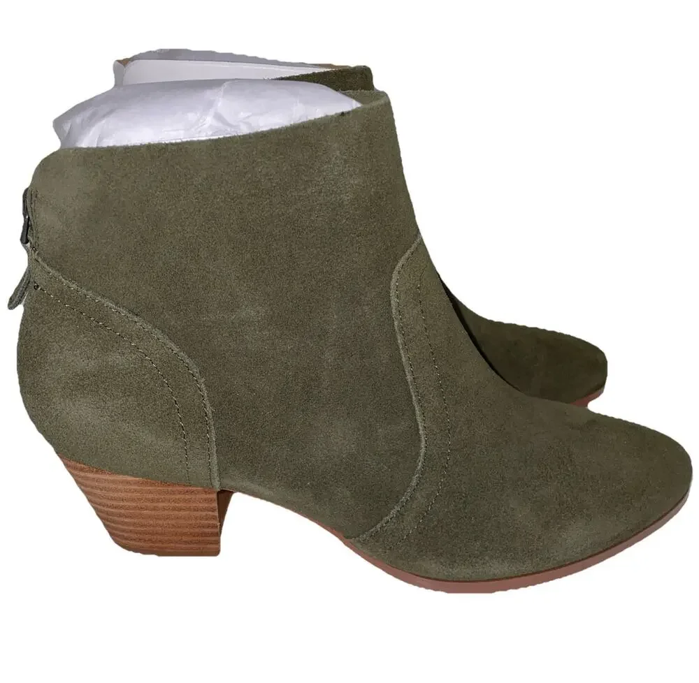 Violet & Red Cupid Bootie Women's 8M Olive Suede Leather